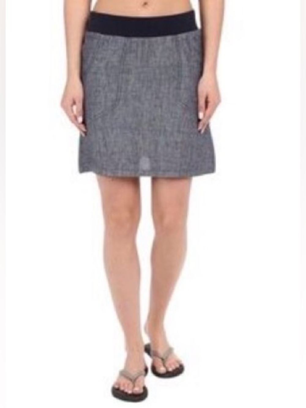 Toad & Co Lina Linen Falcon Brown Cinchable Sides Elastic Waist Mini Skirt M